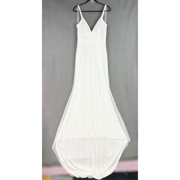 Lulus Stunning Vow White Beaded Sequin Maxi Dress Size L NWT - Picture 5 of 16